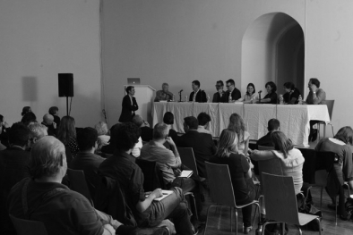 Foreclosed orientation panel discussion at MoMA PS1, with team leaders, moderated by Harry Cobb, May 7, 2011. 