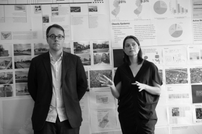 Michael Meredith and Hilary Sample of MOS present at the Open Studios at MoMA PS1. 