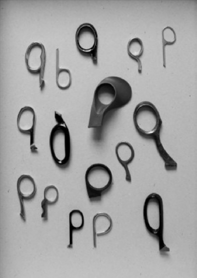 Paul Elliman (British, b. 1961). Found Fount: Dead Scissors. 2004–ongoing. Scissors handles: processed metals and plastic, digital print; ongoing accumulation