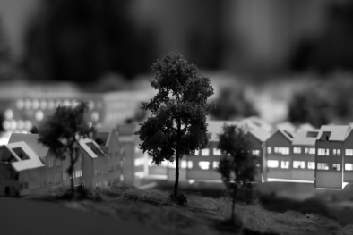 Architectural model of “Nature-City”, WORKac. Small Town, USA series.