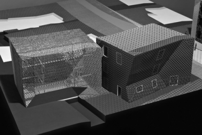 Architectural model showing two single-family homes